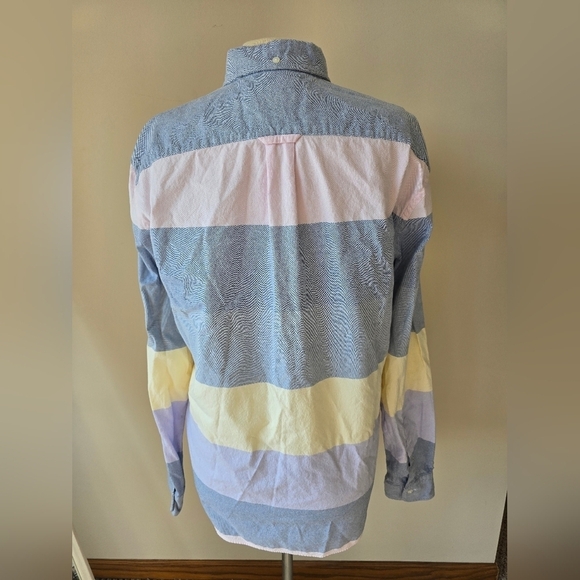 Brooks Brothers Red Fleece Multi-Color 100% Cotton Men's Striped Long Slv Sz L. - Picture 3 of 7